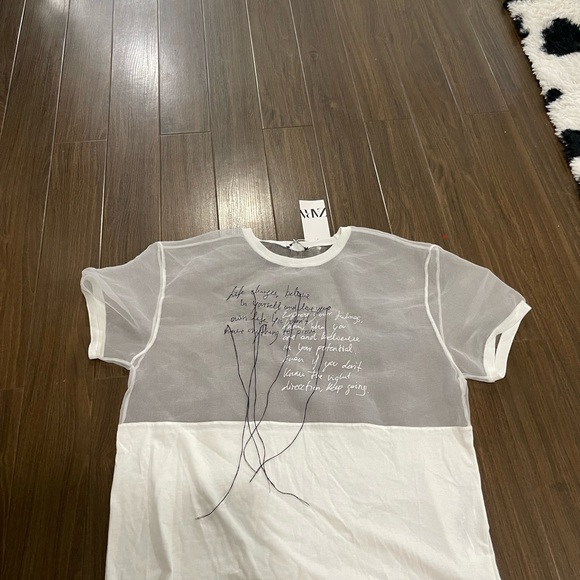 Zara | Tops | Zara Combination White T Shirt | Poshmark